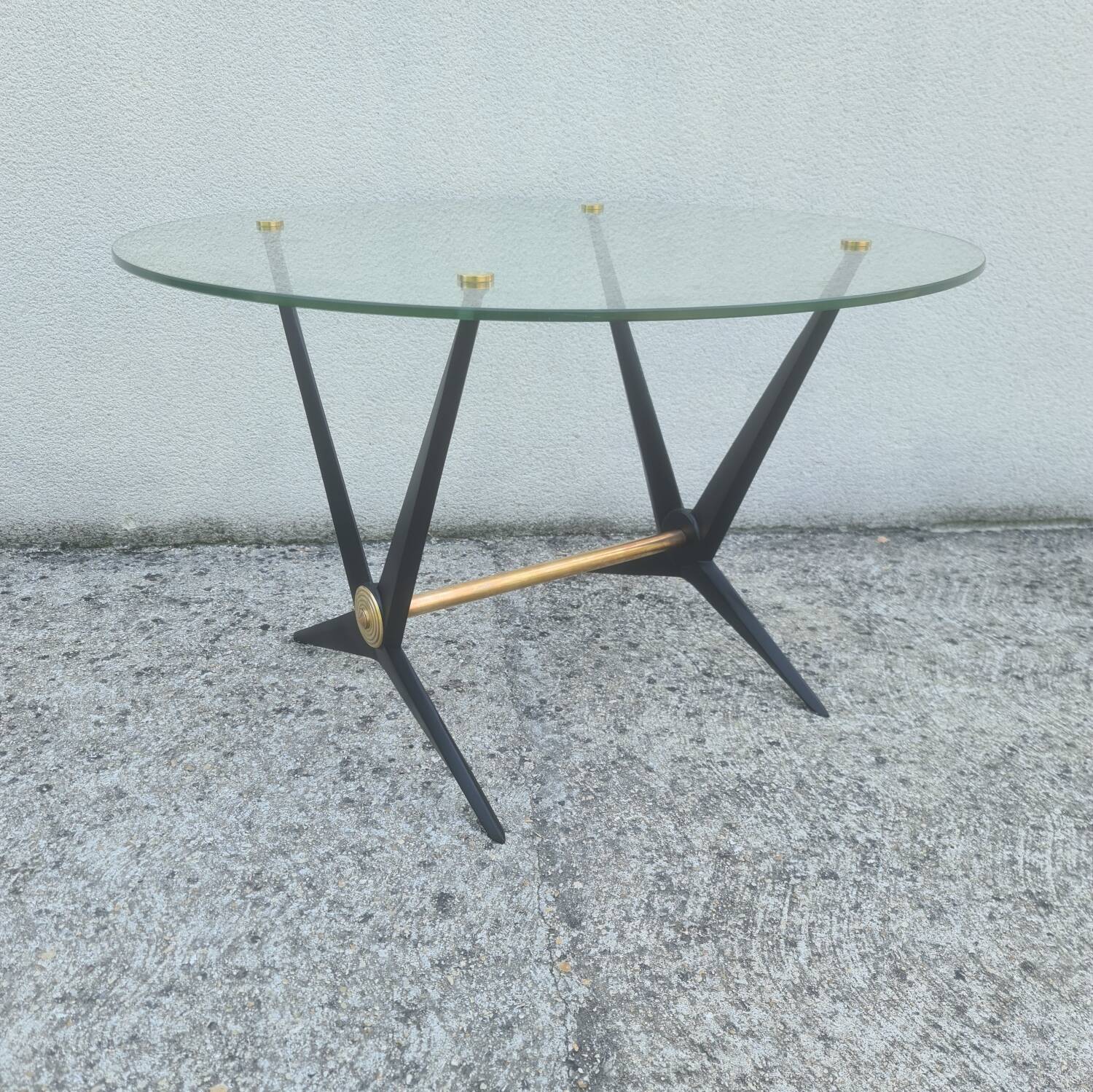 Angelo Ostuni coffee table 1950 glass and brass