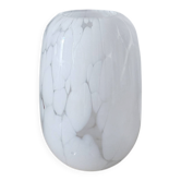 Small speckled white glass vase
