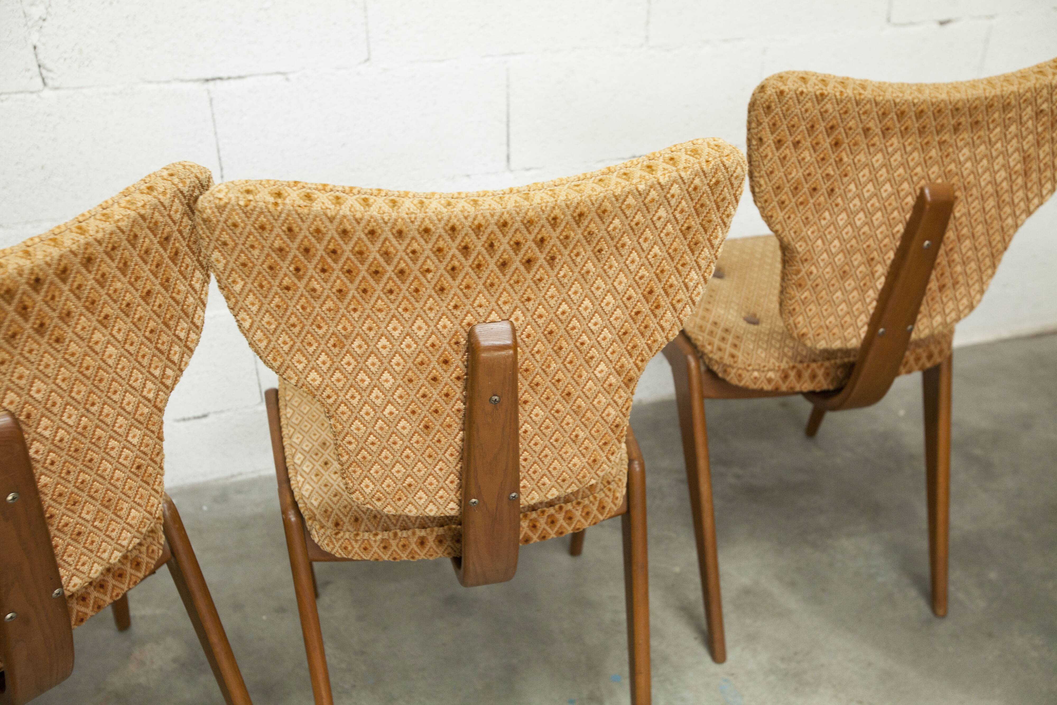 4 chairs and 2 Lounge armchairs by Roger Landault, ABC edition, 1950.