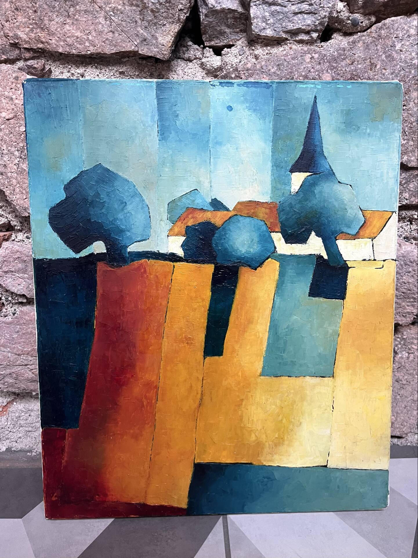 Oil on canvas "Village"
