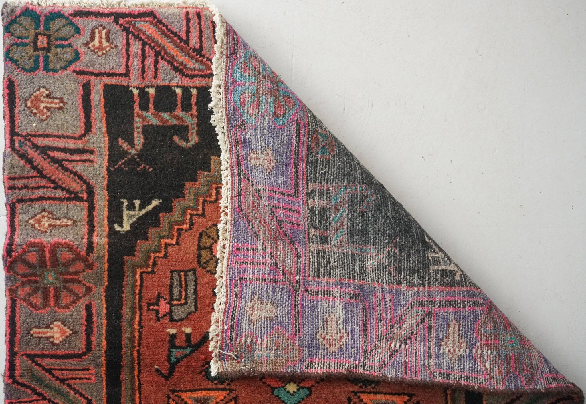 Unusual Signed Hand woven vintage rug - Tribal with animal motifs