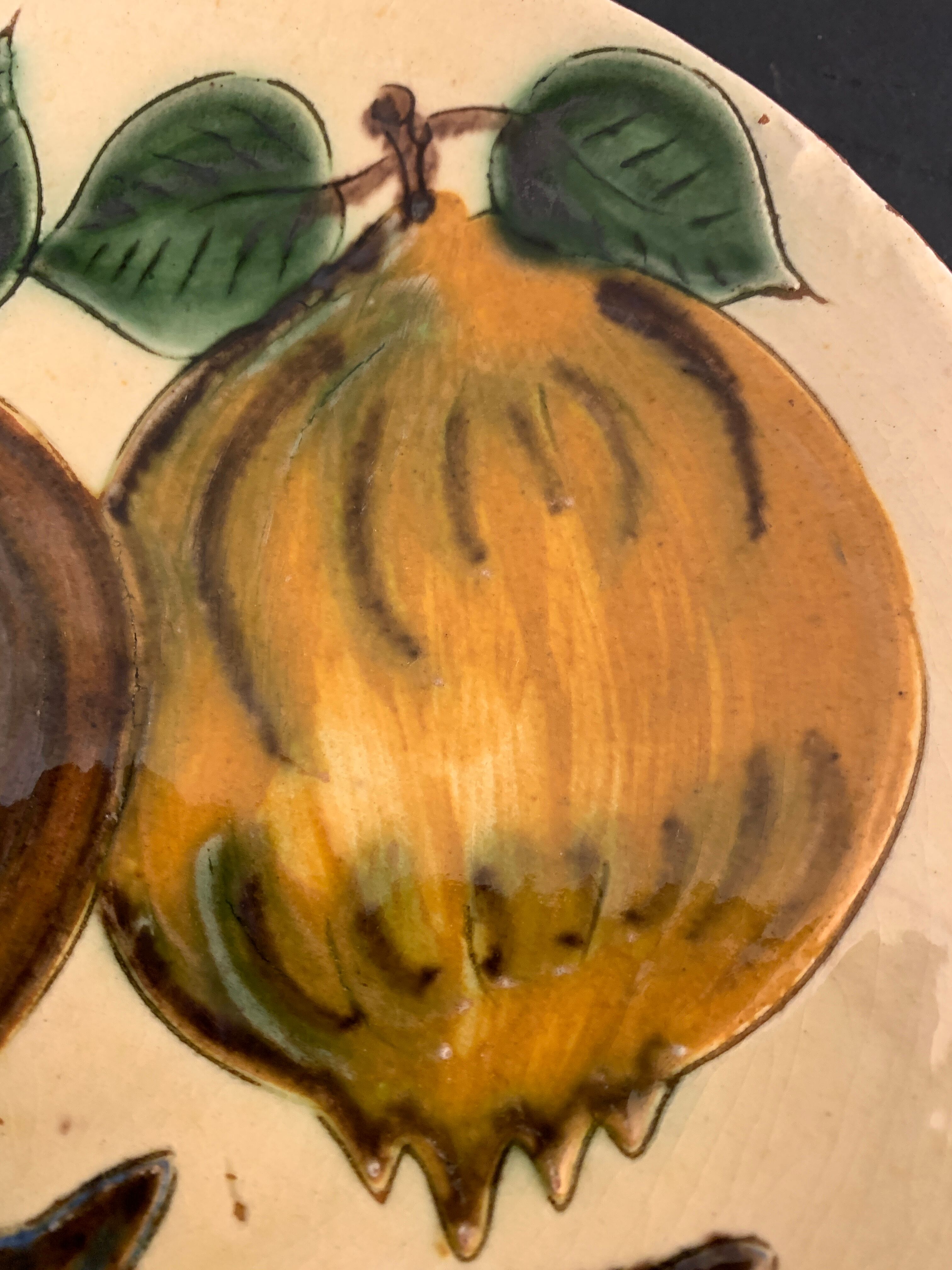 Glazed ceramic plate Puigdemont fruits, 1960