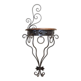 Console wall shelf in wrought iron and wood