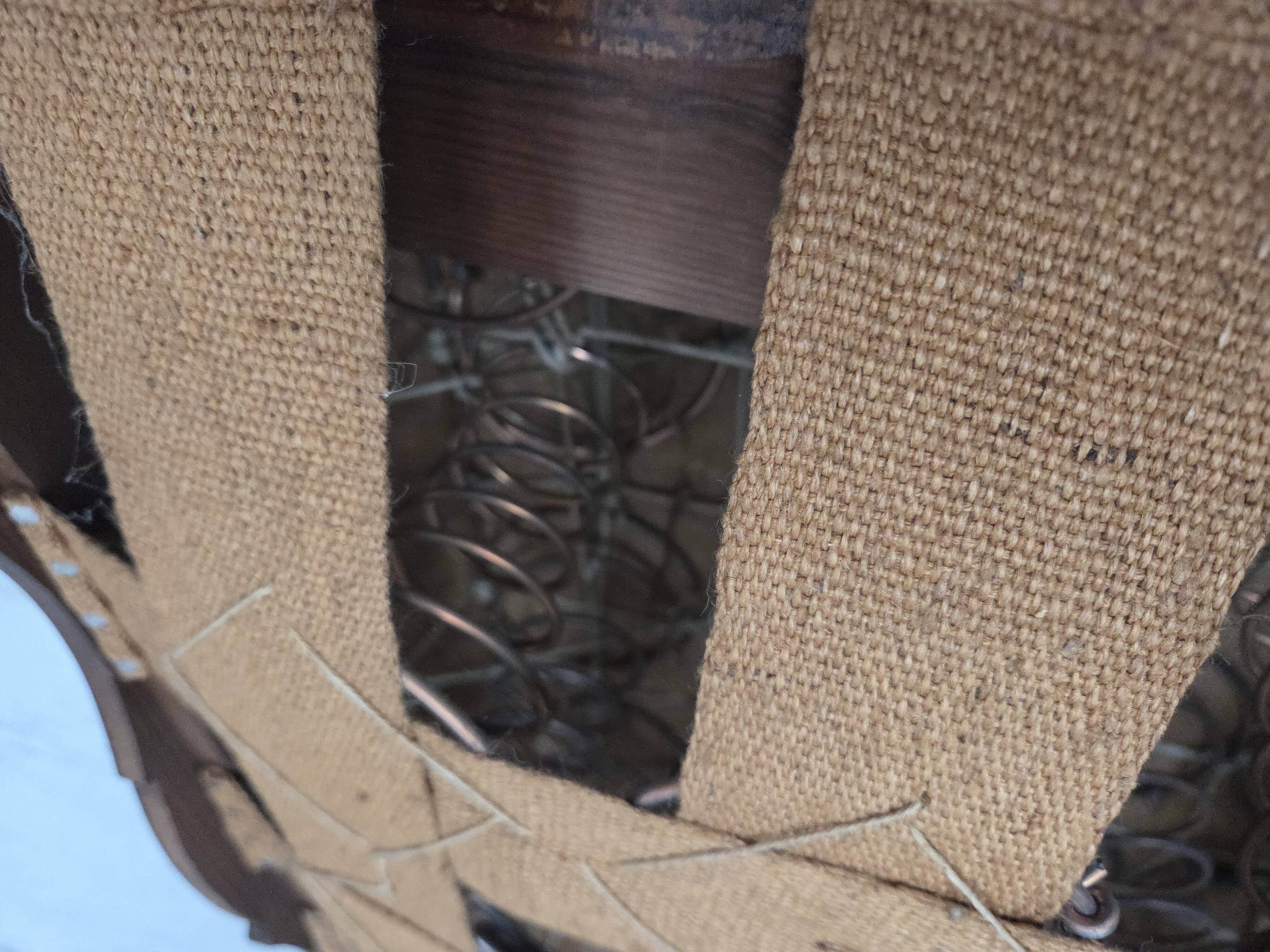 1930s, Danish 3-seater sofa, red furniture velour, furniture mesh.