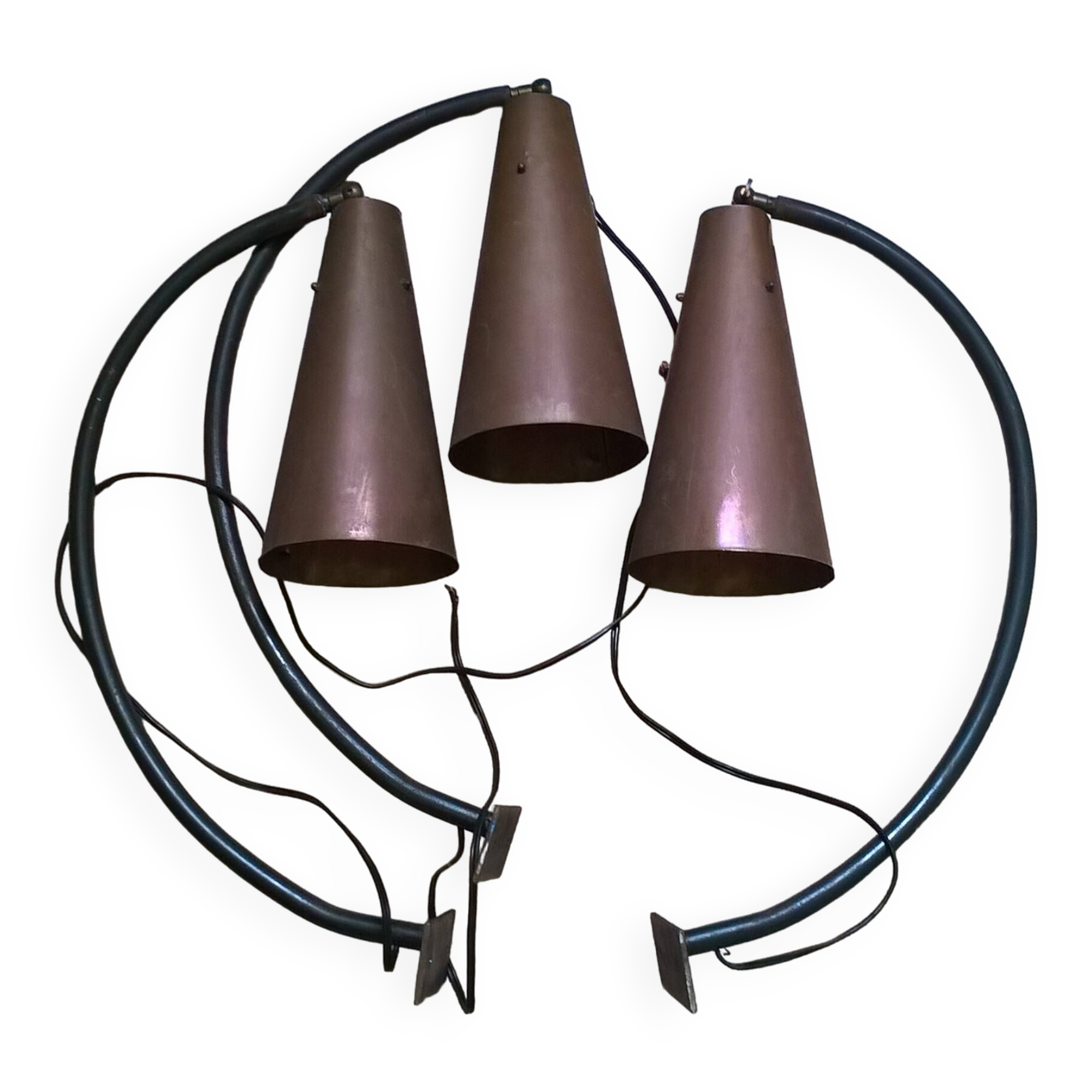 Vintage industrial Scandinavian style wall lights in copper and metal