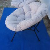 Paire de fauteuils vintage corbeille