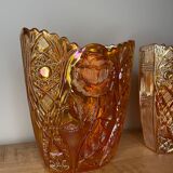 Pair of garden rose vases made of Brockwitz carnival glass, 1915