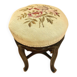 Antique Napoleon III adjustable piano stool and canvas