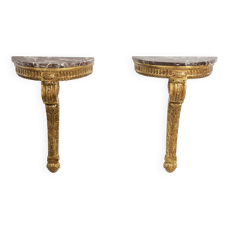 Pair of Louis XVI style consoles from the Napoleon III period. Circa 1880.