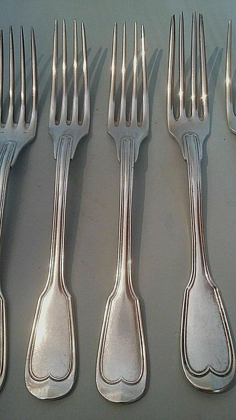 Set of six forks including three in white metal alloy SFAM a Christofle