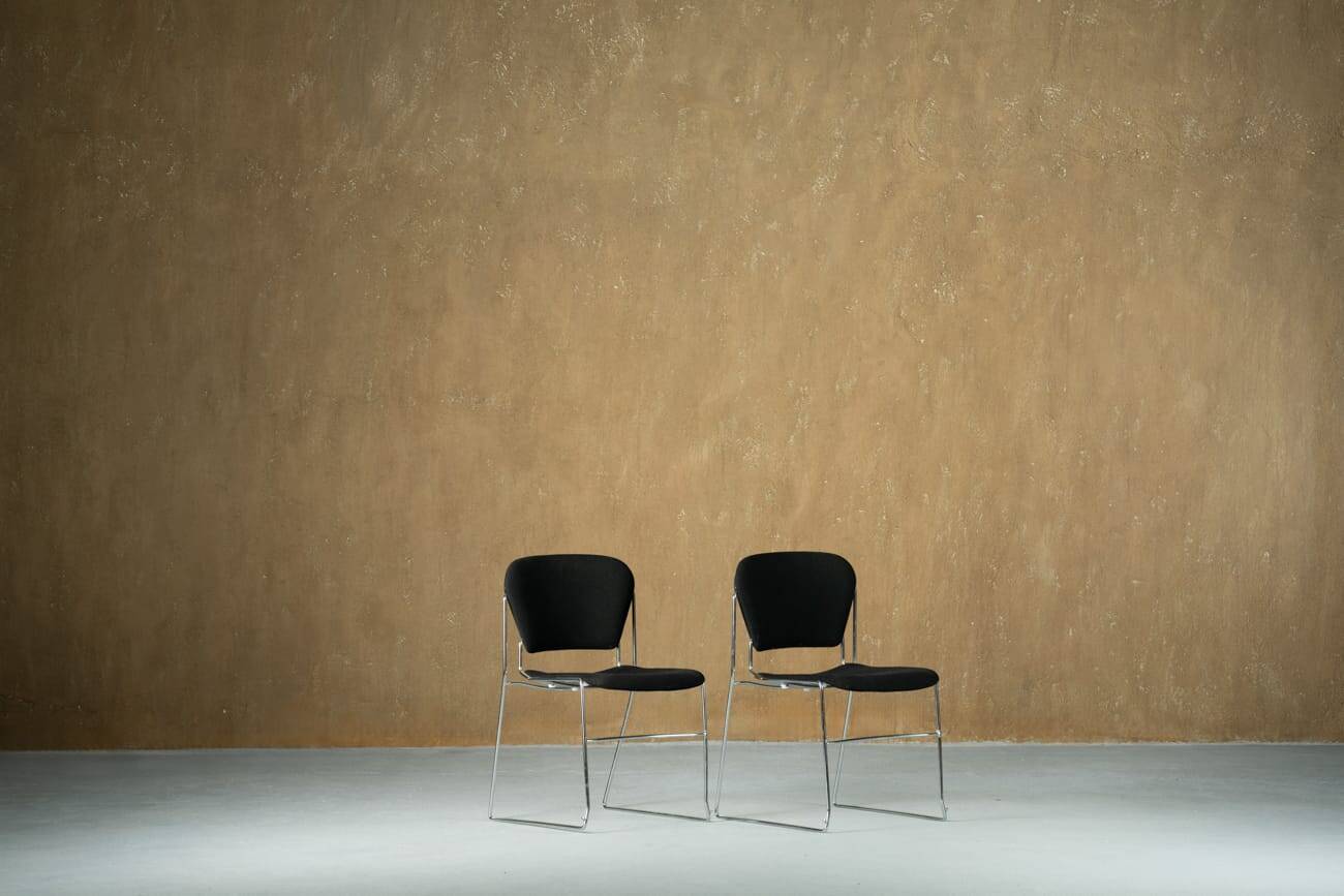 Black chair with metal frame by Perry, UK, 1990s