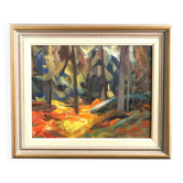 Original Mid Century Swedish Oil on Canvas – “Pine Forest” by Frans Be