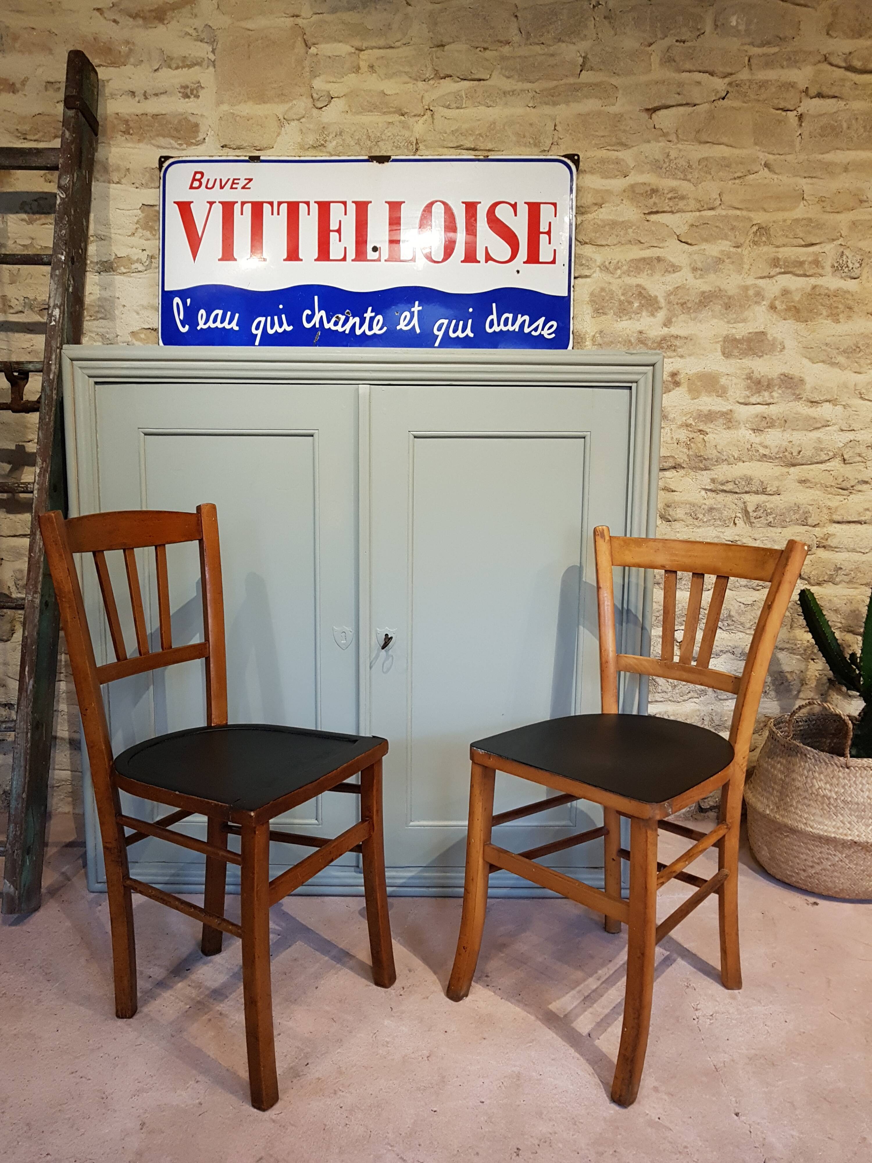 Duo of wooden Bistro chairs