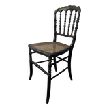 Chaise Napoleon III, Chiavari en bois noirci peint et cannage