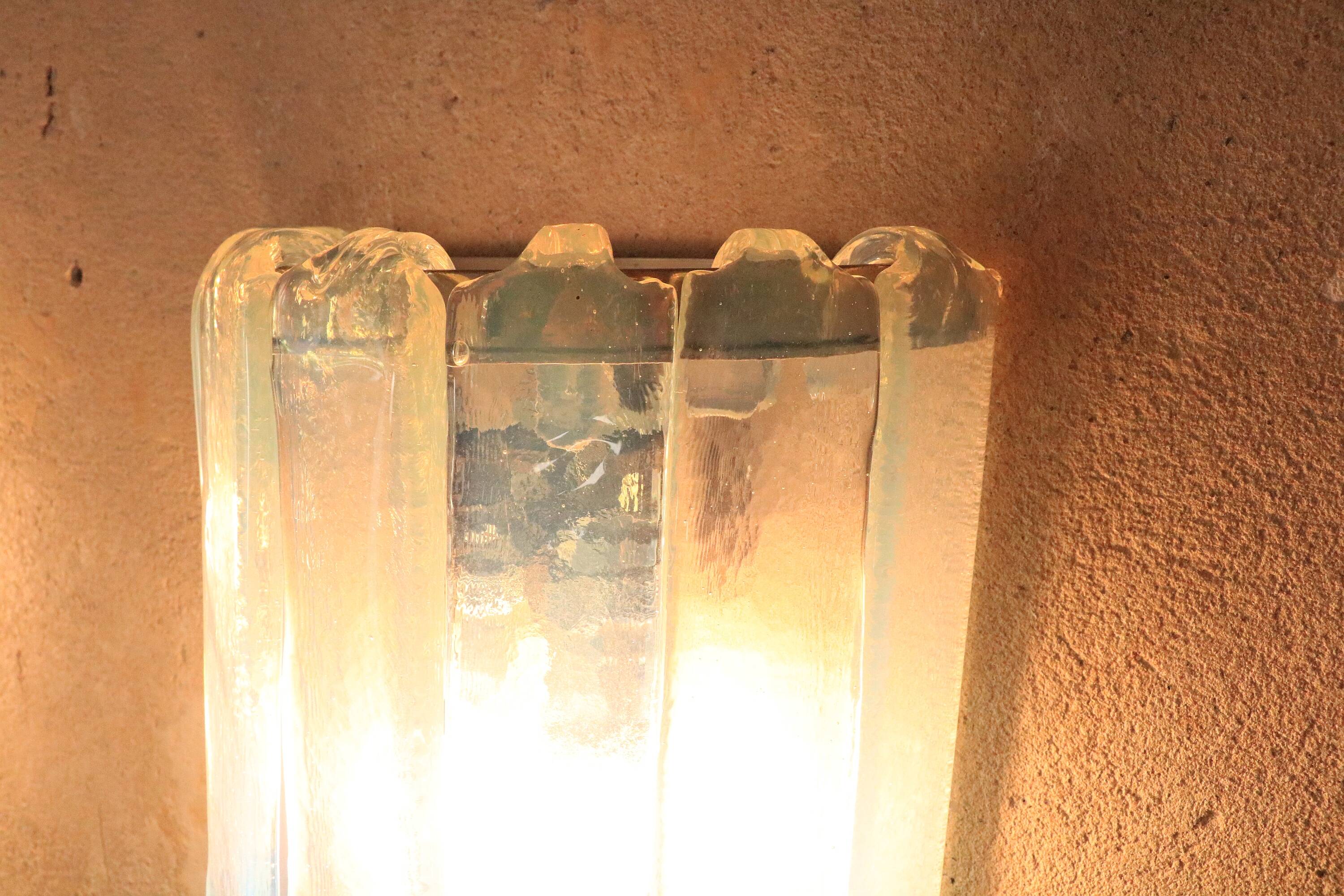 1 x Wall lamp by Carlo Nason for Mazzega, Cascade, Ice Blue, 1970s