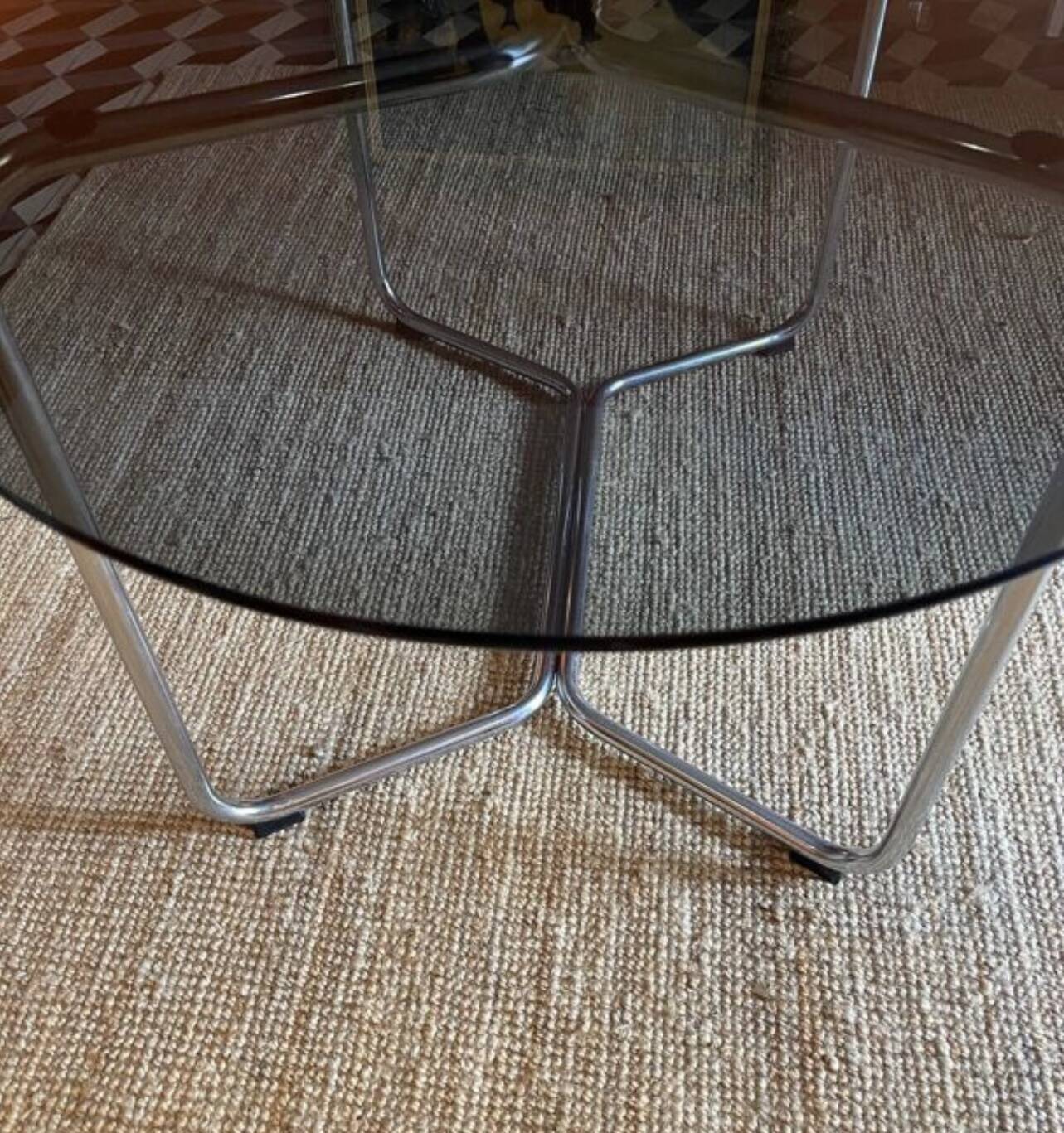 Vintage glass and chrome table