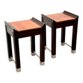 Paire de tables de chevet en acajou et chêne teinté, France 1980