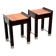 Pair of bedside tables in mahogany and stained oak, France 1980.