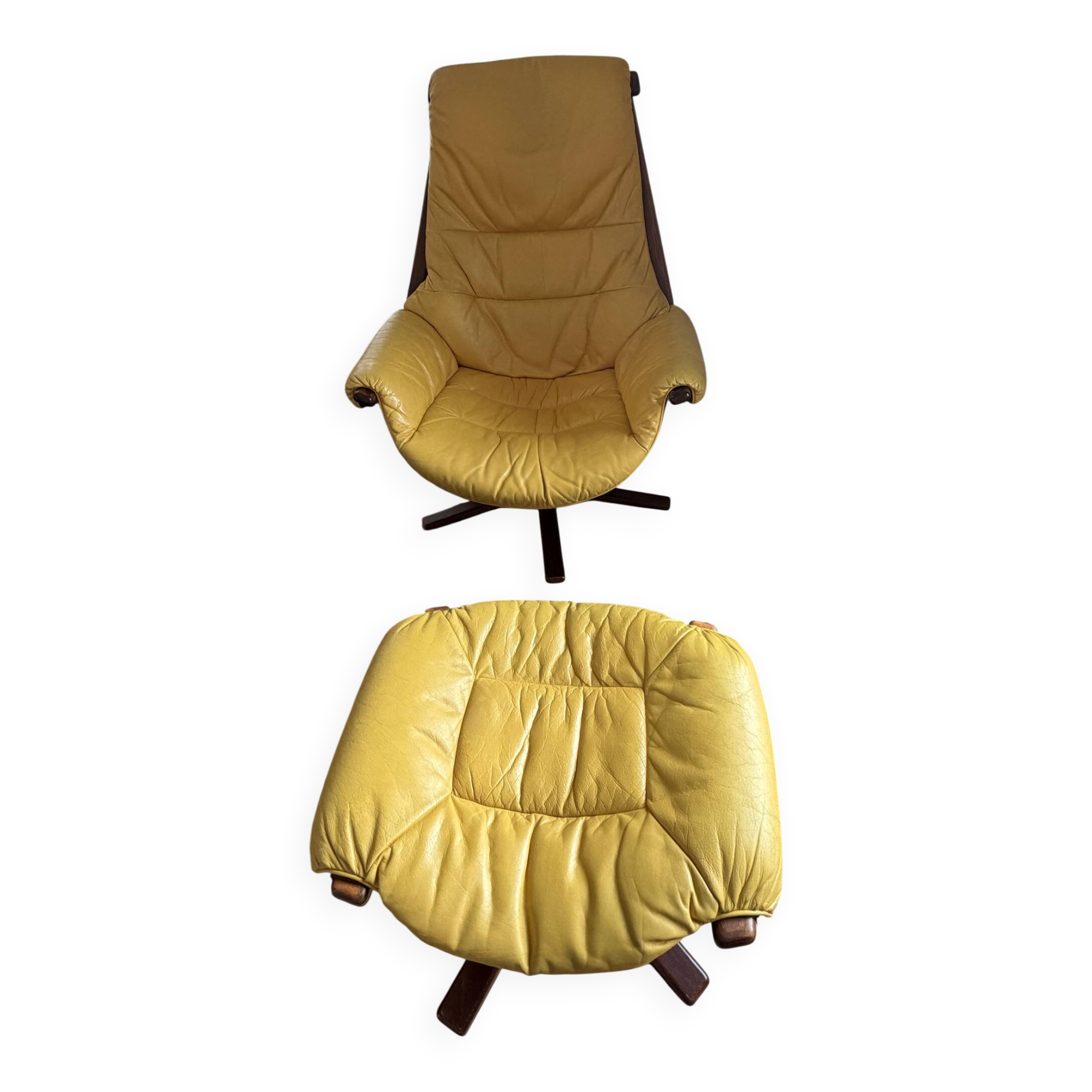 leather armchair + footrest