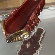 Pocket tray Michel Caugant, ruby-red ceramic and gilding - Vintage