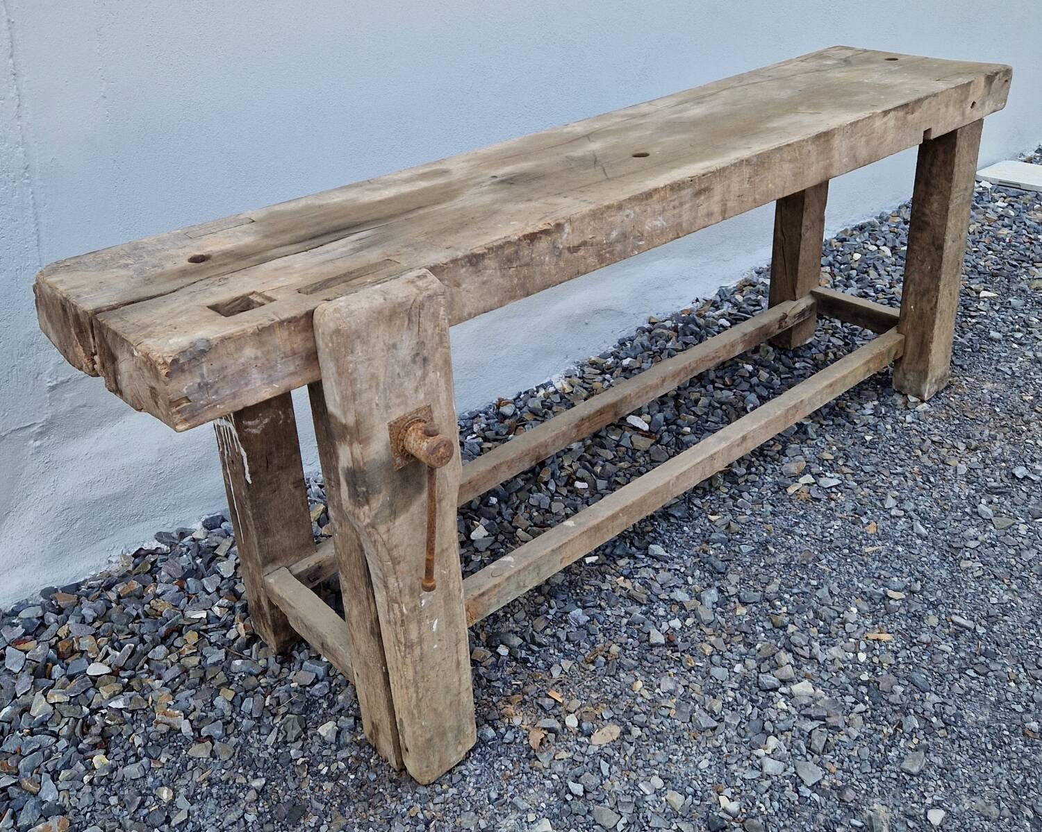 Antique solid wood workbench