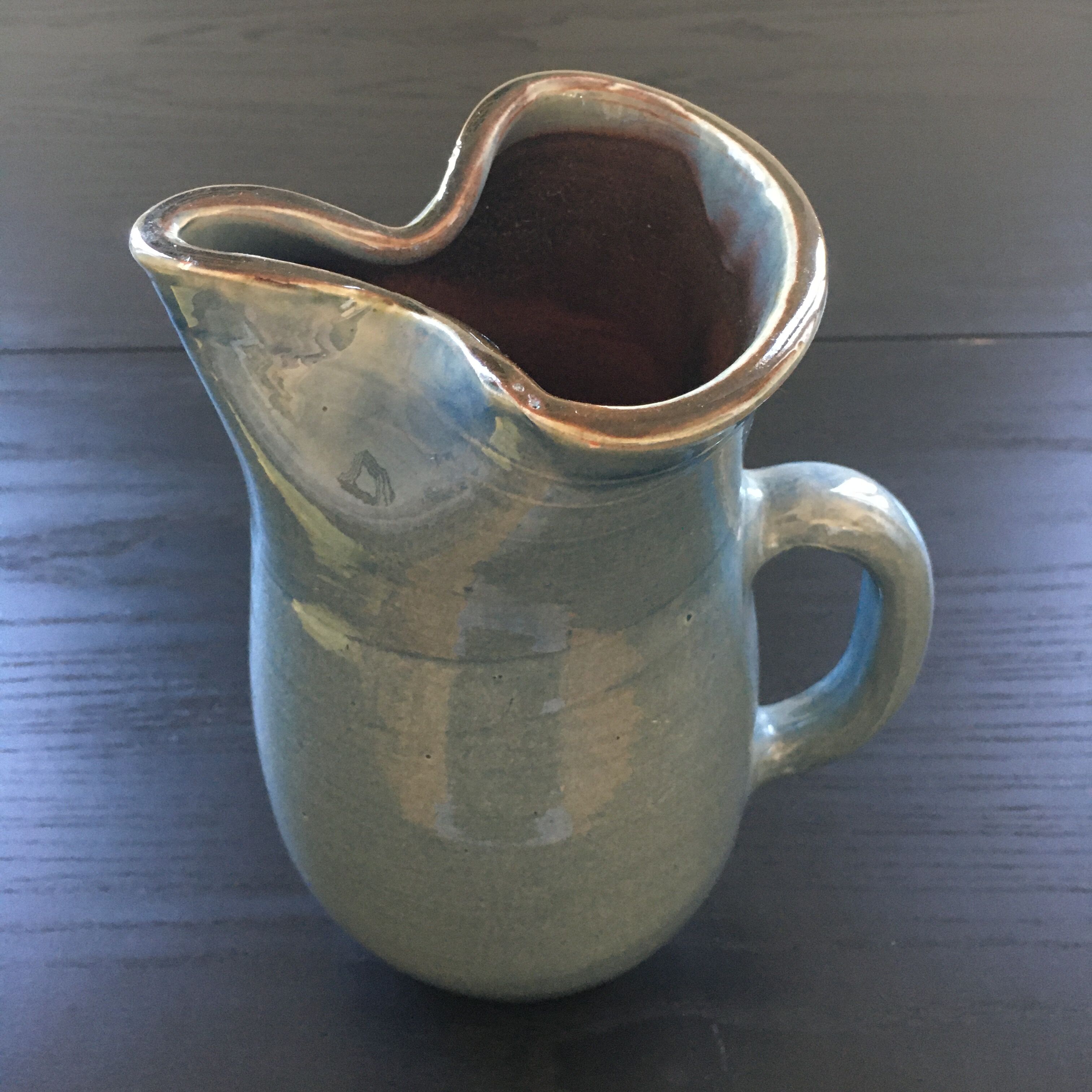 Pitcher gray blue flamed