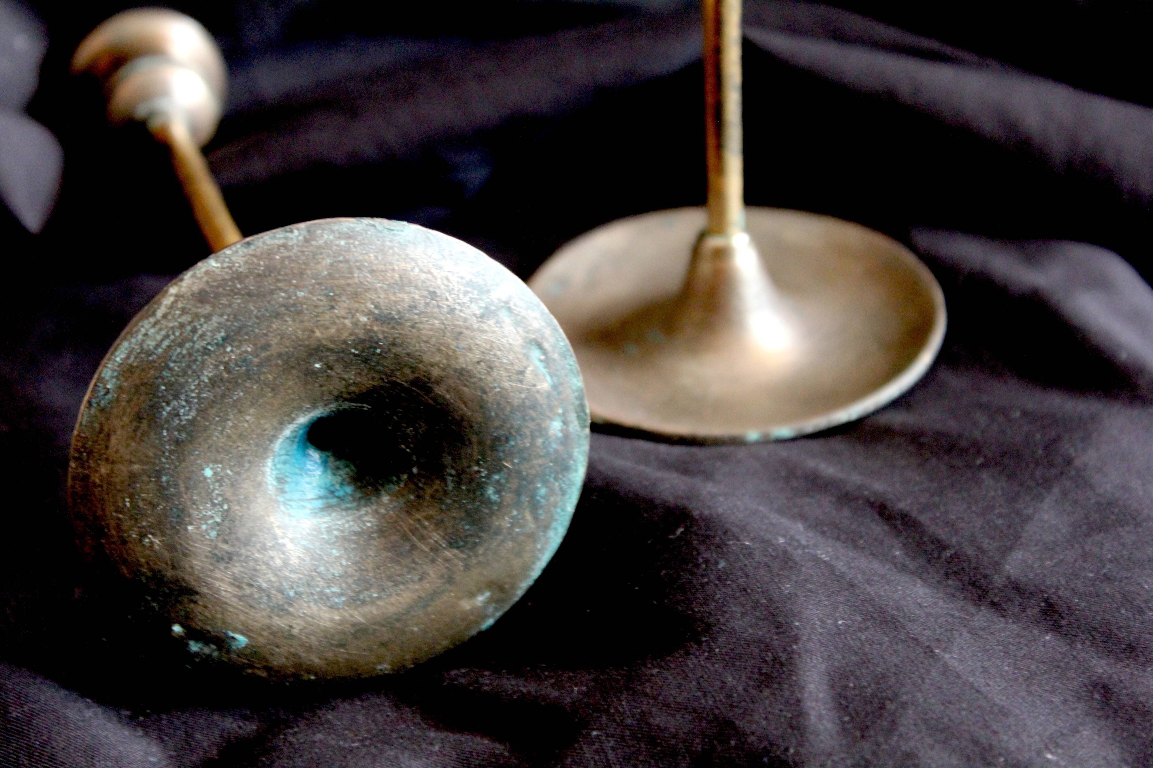 Pair of brass candle holders