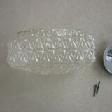Vintage square ceiling light in 70s molded glass