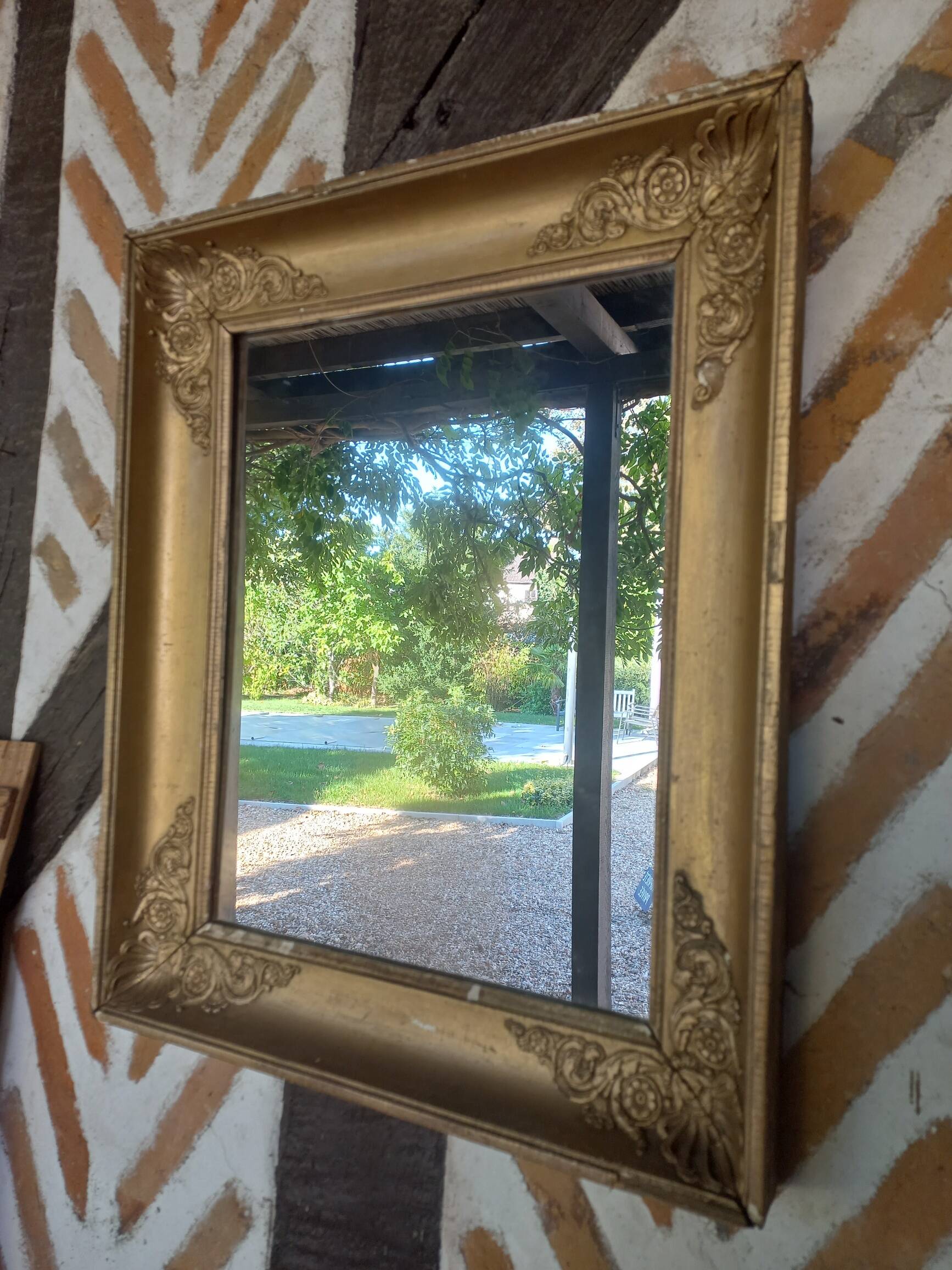 Old gilded wood mirror late 18th century early 19th century