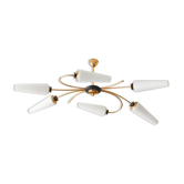 Lustre 6 tulipes opalines des années 70
