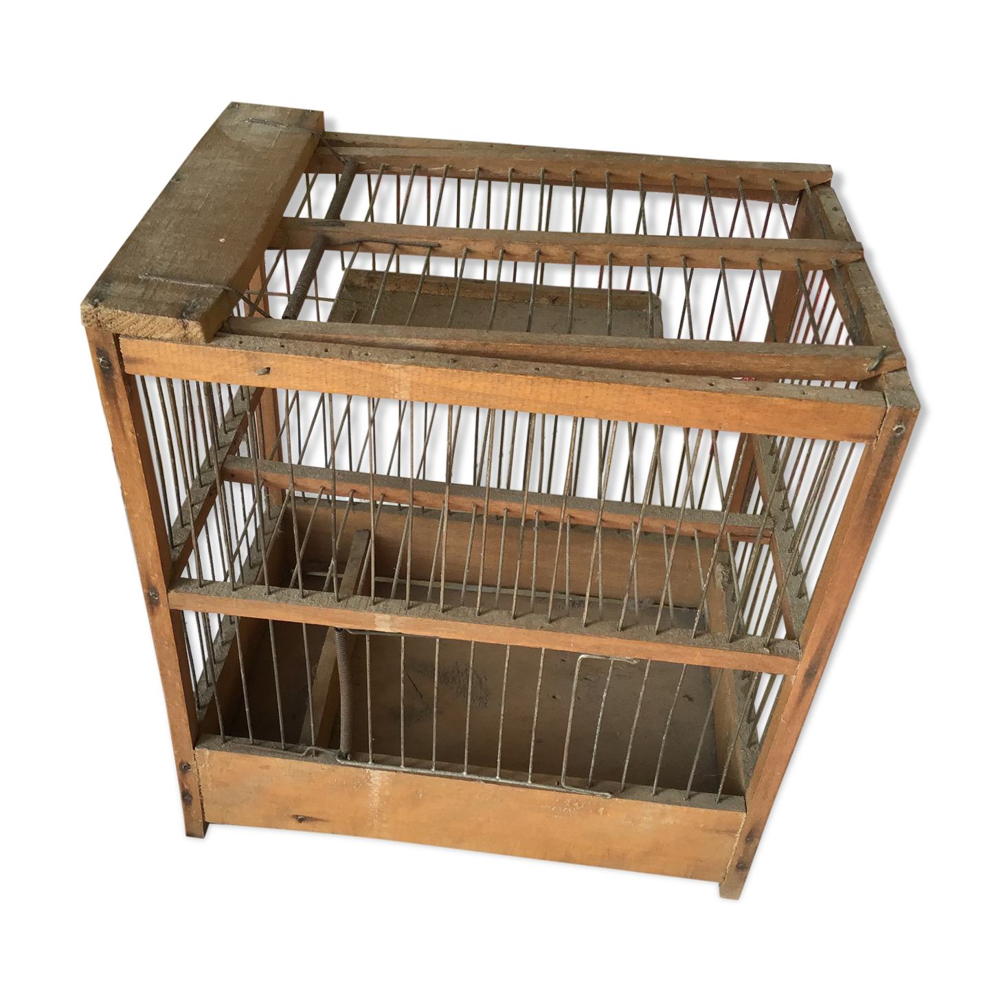 Cage à oiseaux en bois et fer
