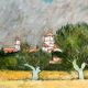 Tableau HST Travail de copiste Van Gogh "Champs de blés aux Iris"