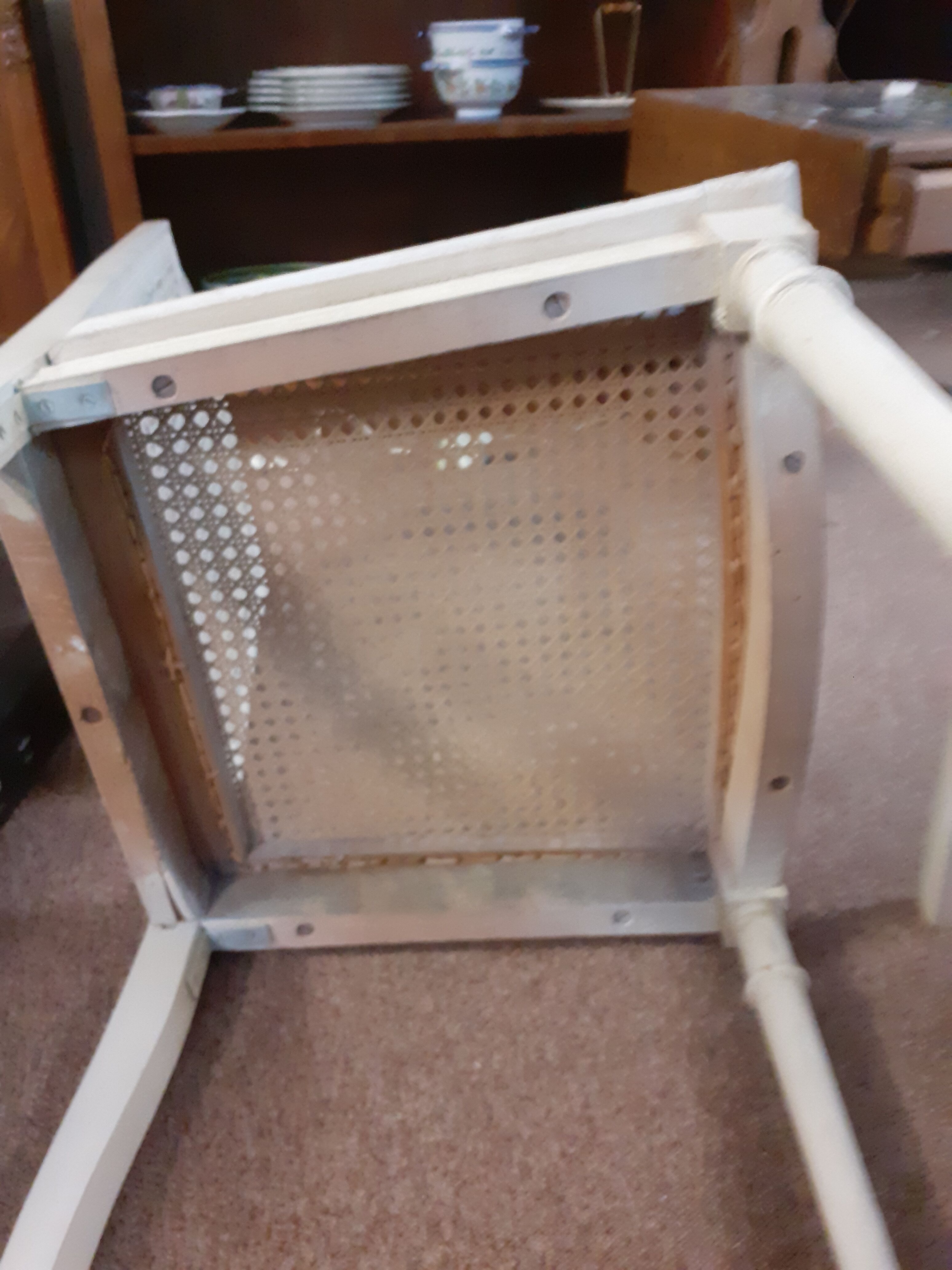 Set of 2 white cane chairs Louis XVI style