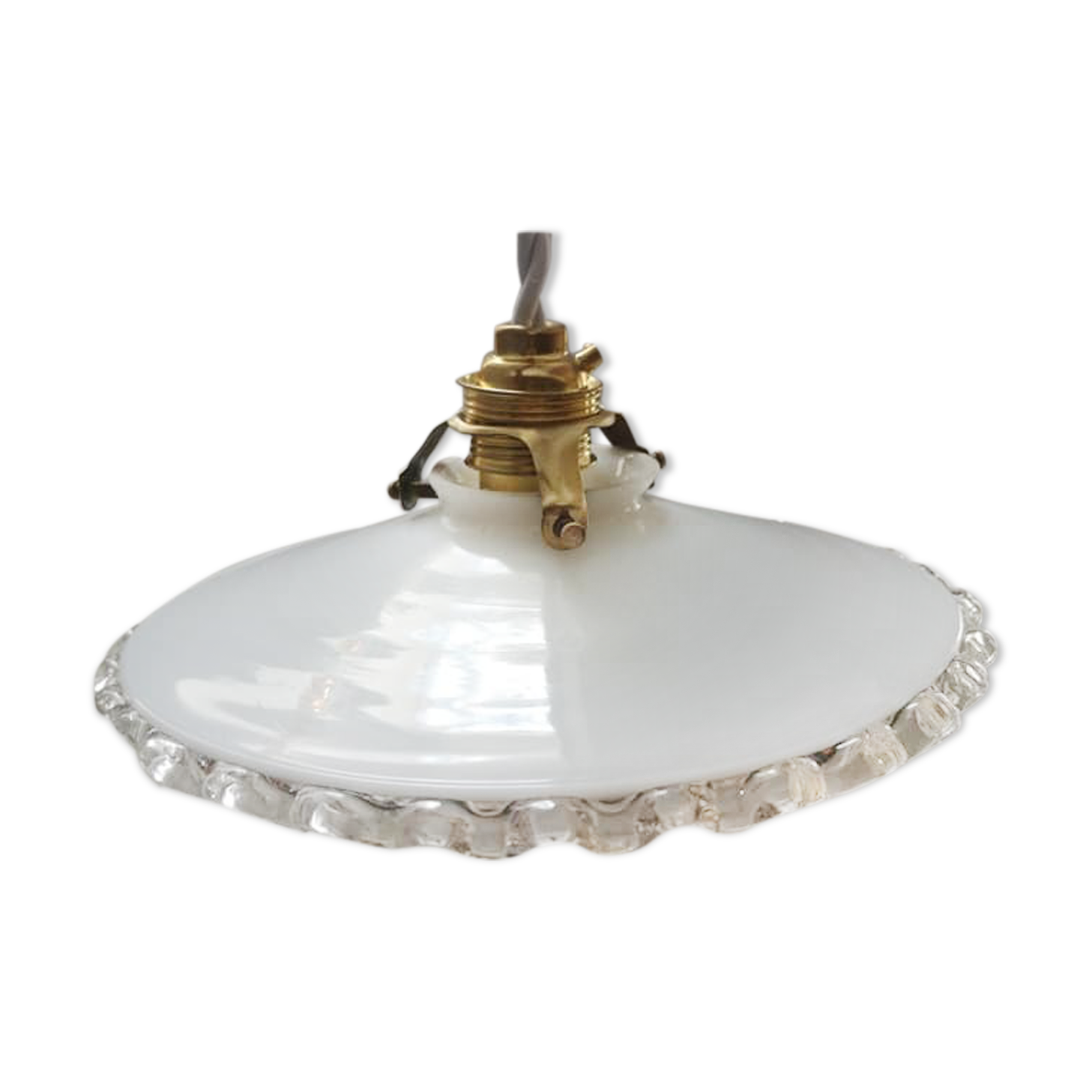 Old lampshade white opaline suspension
