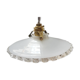 Old lampshade white opaline suspension