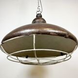 Large Brown Industrial Lamp with Iron Grid, 1960s