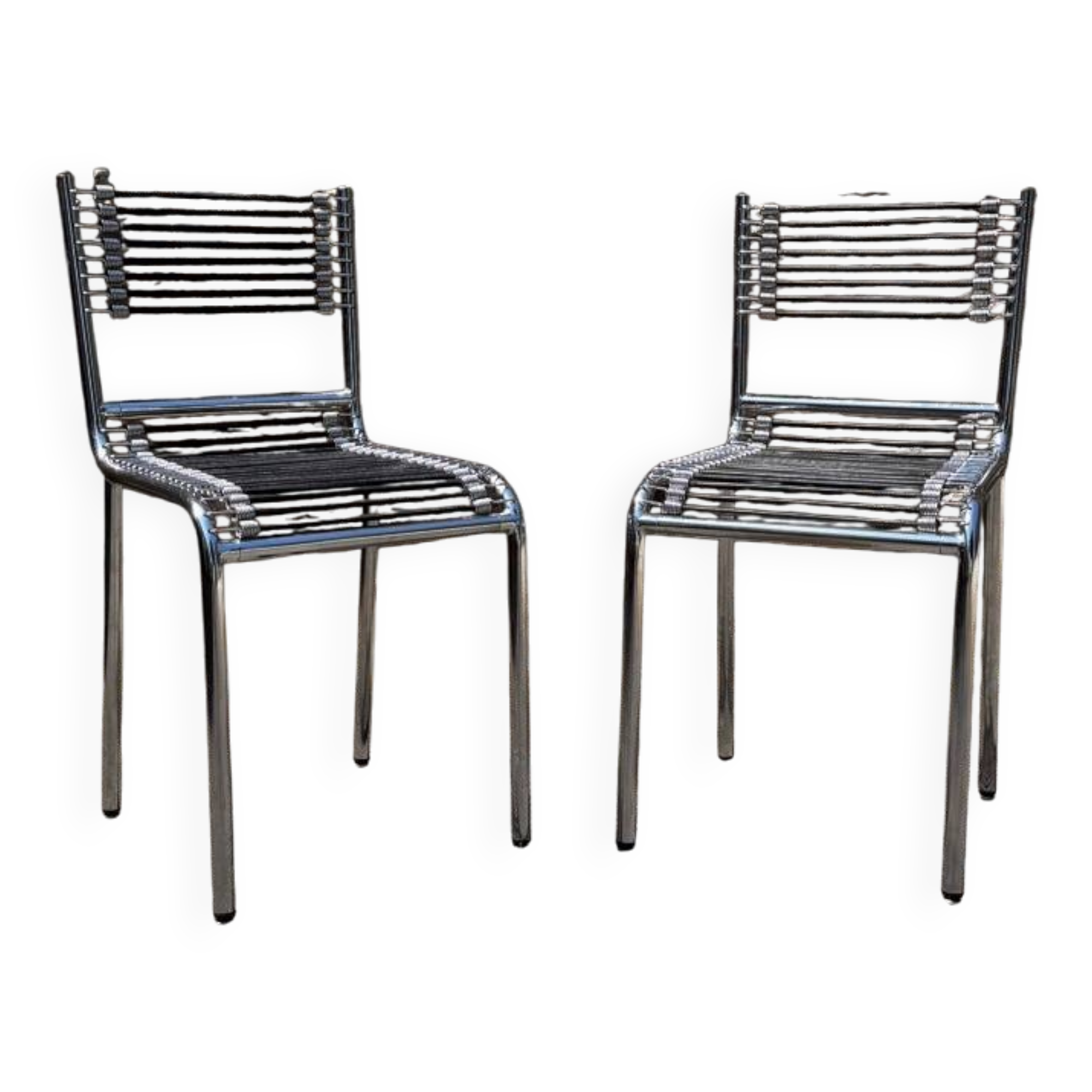 Pair of chrome Sandow chairs by René Herbst