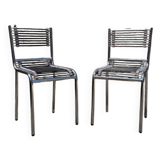 Pair of Sandow chrome chairs by René Herbst