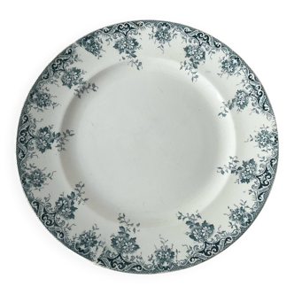 Large antique Saint Amand plate – Blue decorated earthenware – 29.5 cm