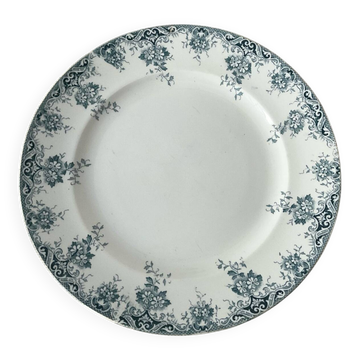 Grande assiette ancienne Saint Amand – Faïence décor bleu – 29,5 cm