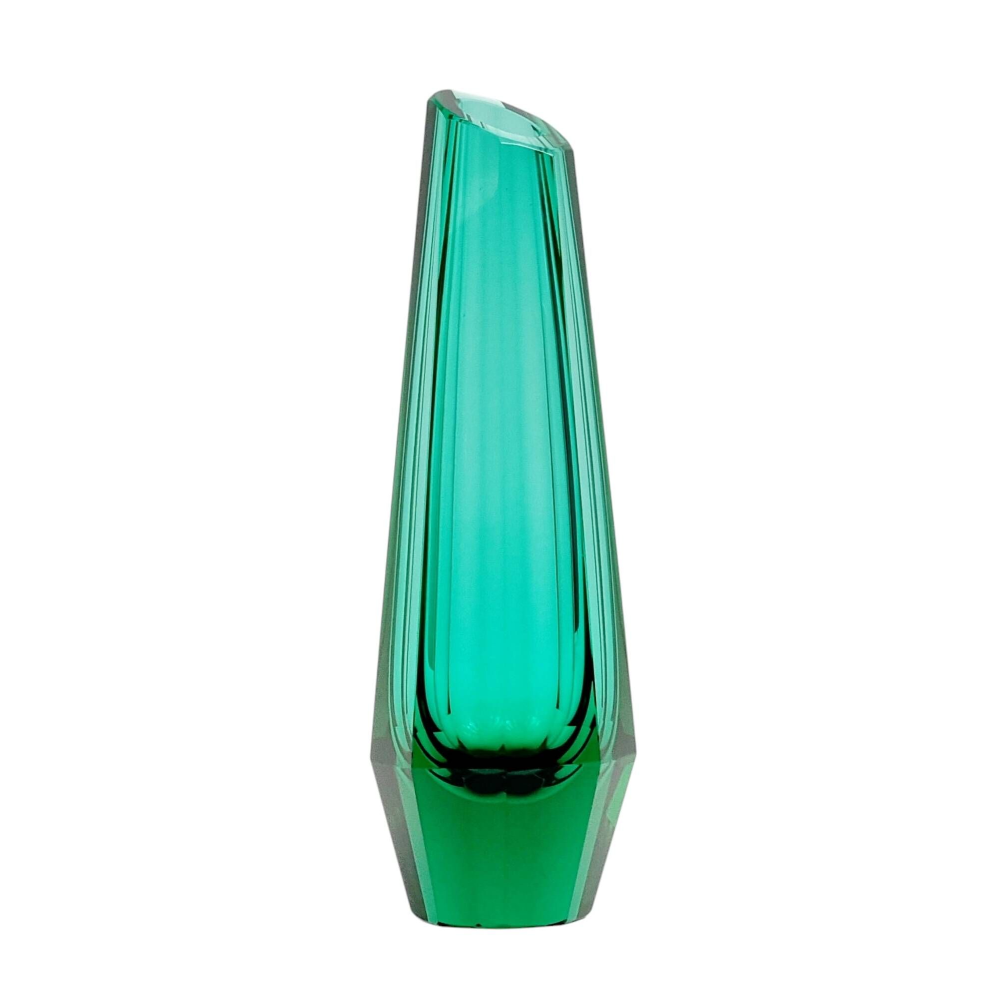 Art Deco Faceted Glass Vase by Josef Hoffmann for Moser, Czechoslovakia, 1930s