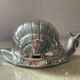 Duo vintage snail jewelry boxes in silver metal