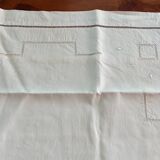 Large vintage white linen embroidered pillowcases (set of 2)
