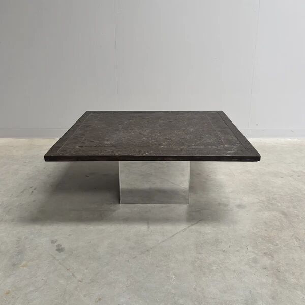 Table basse en pierre et acier par Draenert, années 1970