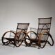 Pair of Sculptural Dutch Rattan Lounge Armchairs, Mid-Century Modern, 1960s