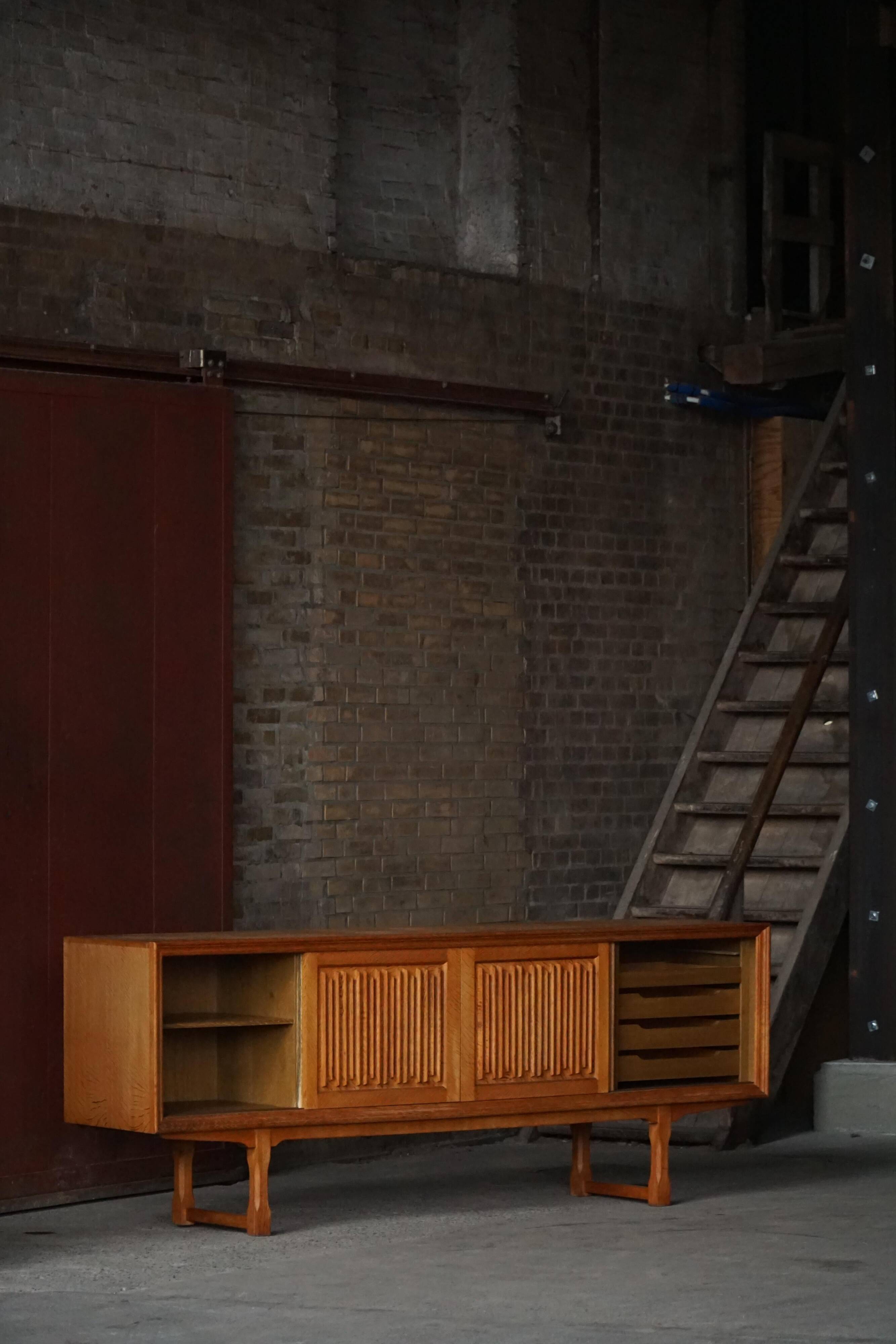 Low oak enfilade by a Danish cabinetmaker, 1960s, mid-century modern.