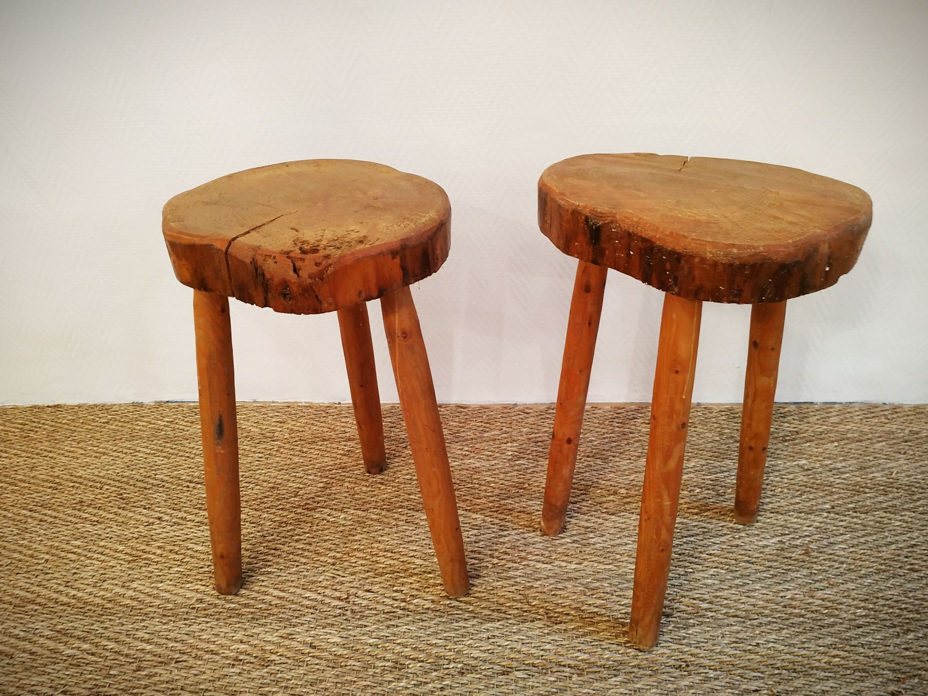 Pair of brutalist stools