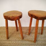Paire de tabourets brutalistes
