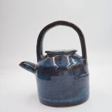 Blue and brown stoneware teapot