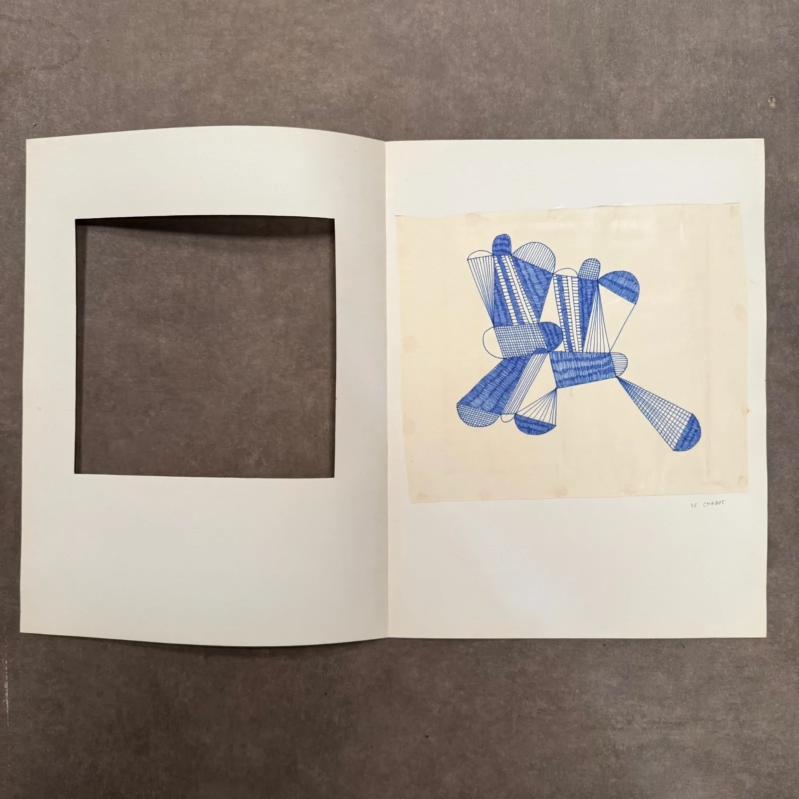 Modern composition drawing 1970 by François de Chabot